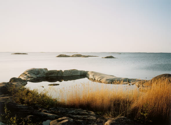 Bild av skärgården i solnedgång