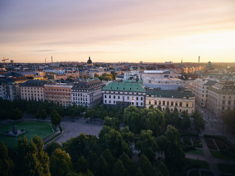 Stockholm city view at sunset