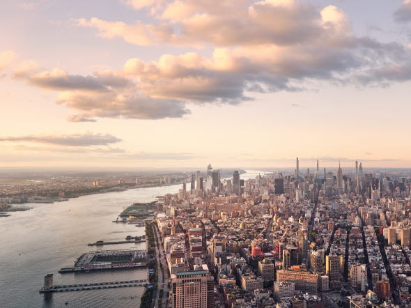 Vy över Manhattan, New York. 