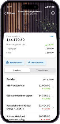 Följ utvecklingen för dina fonder och aktier, pensionssparanden och försäkringar direkt i appen.